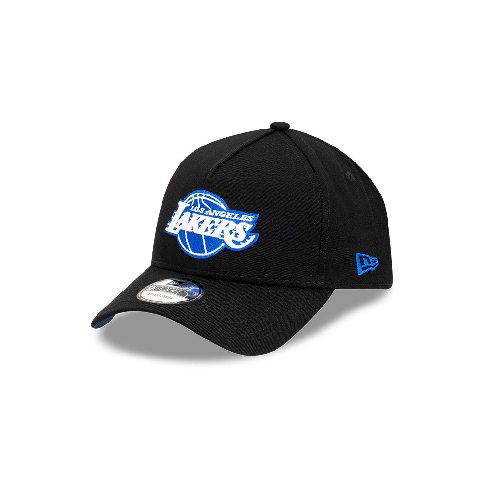 LA Lakers Hat - Black Royal Blue White 9Forty A-Frame NBA Snapback Cap - New Era